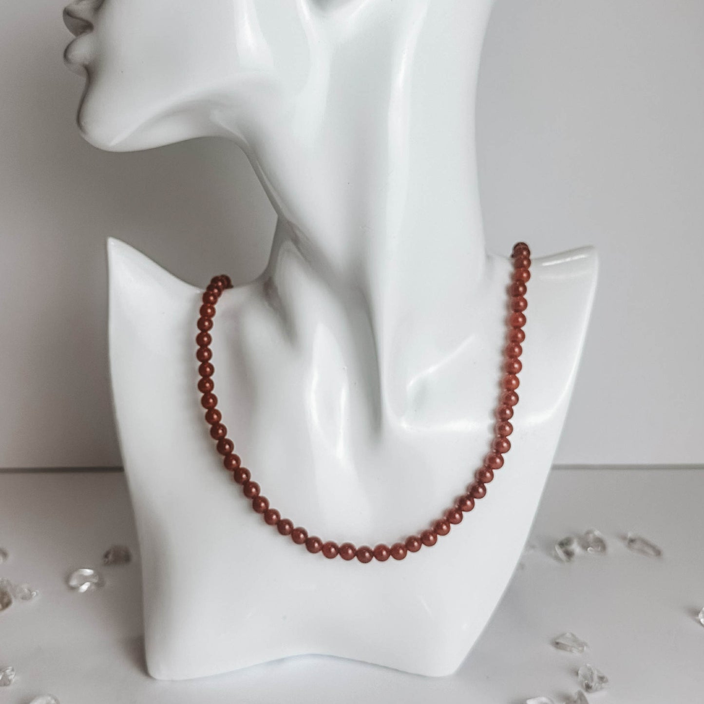 Crystal Beaded Necklace - Carnelian