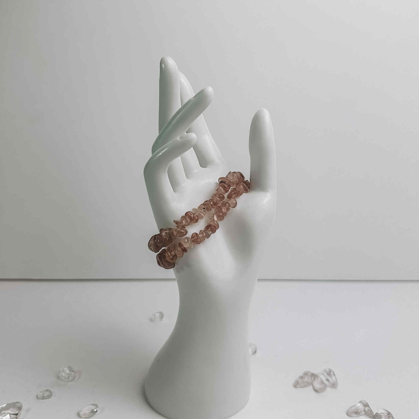Crystal Chip Bracelet - Strawberry Quartz