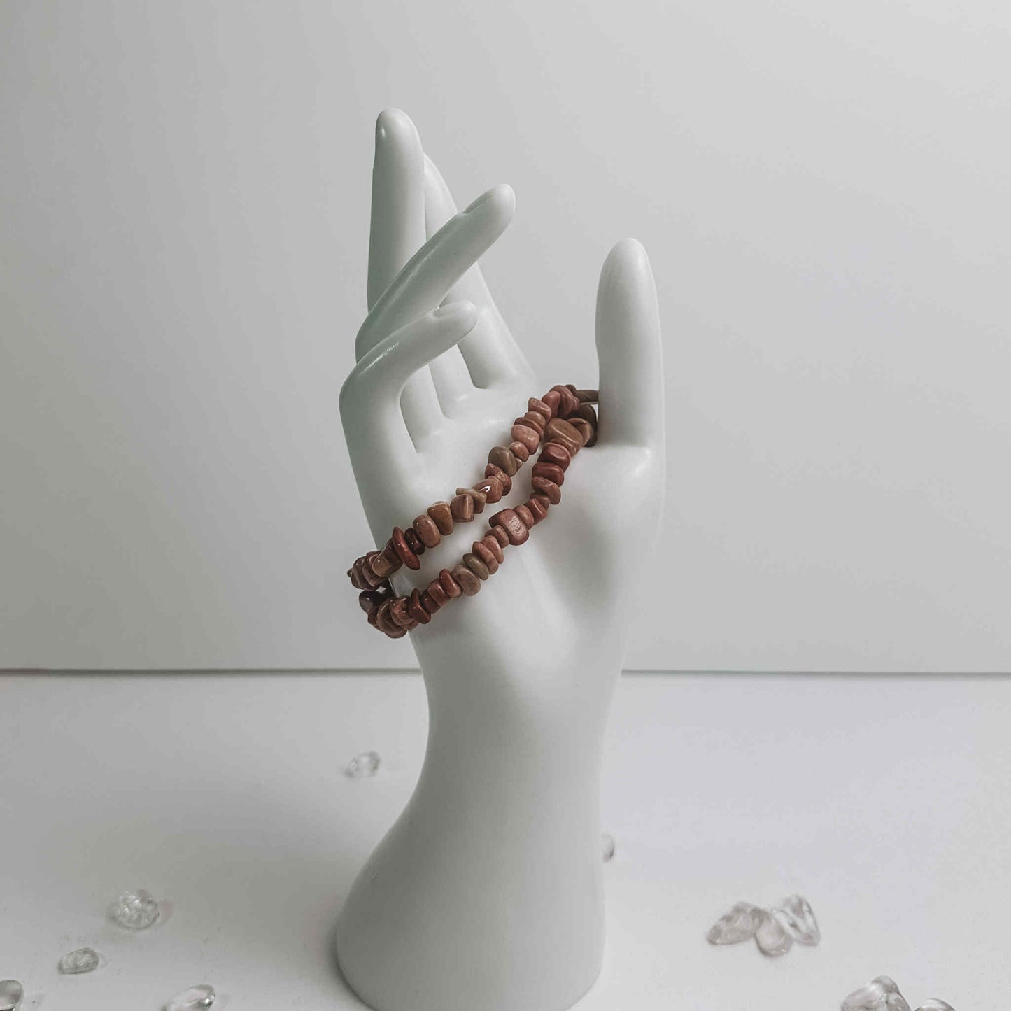 Crystal Chip Bracelet - Peruvian Rhodonite