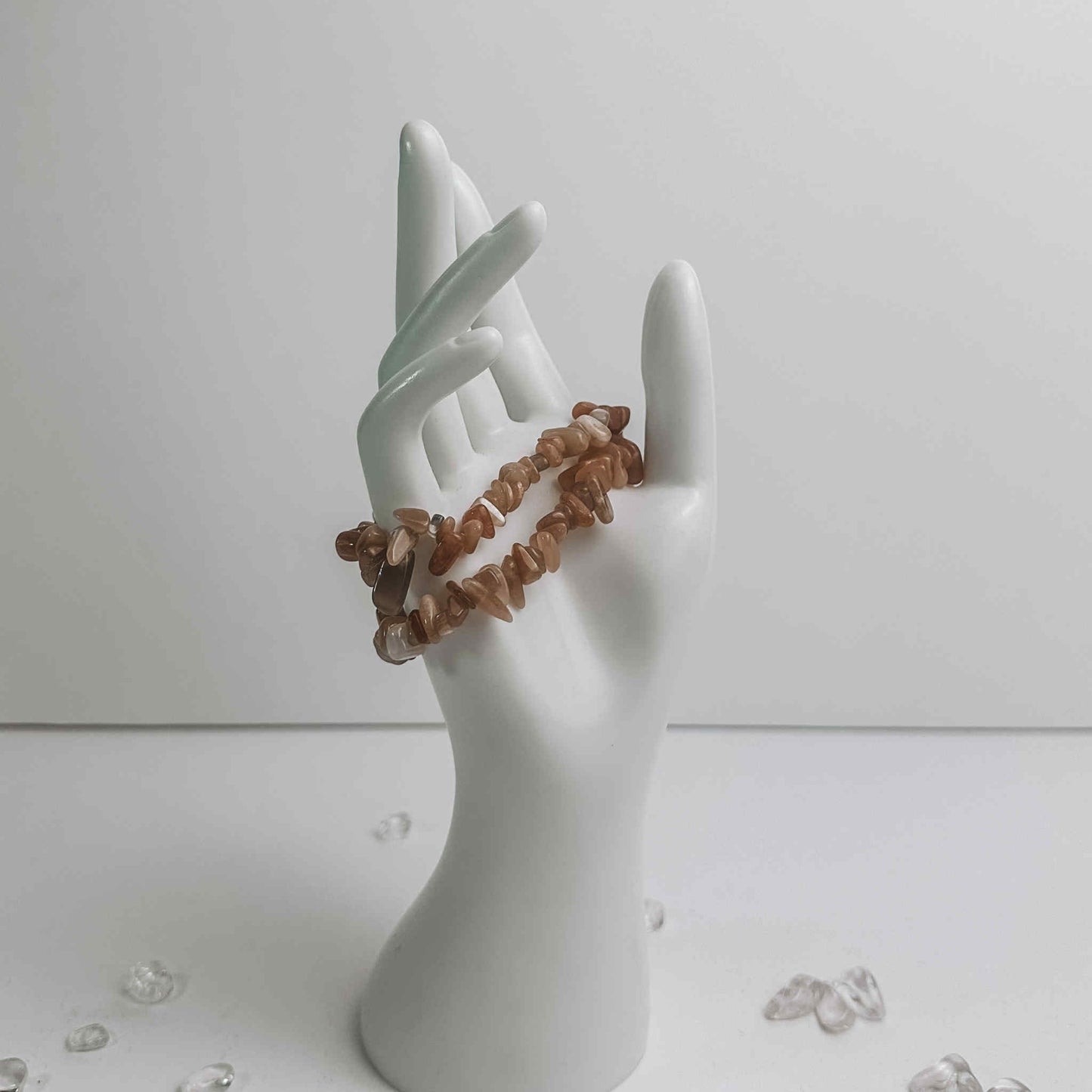 Crystal Chip Bracelet - Peach Moonstone