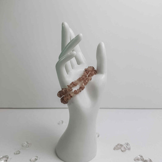 Crystal Chip Bracelet - Strawberry Quartz