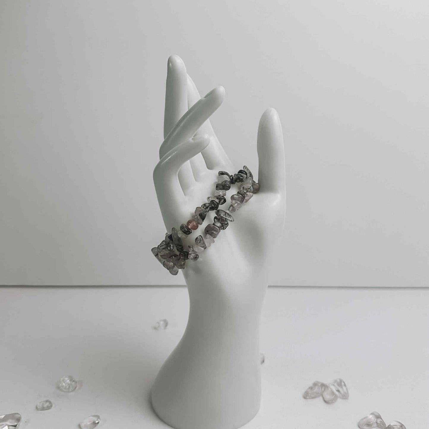 Crystal Chip Bracelet - Tourmalinated Quartz