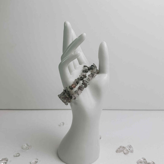 Crystal Chip Bracelet - Tourmalinated Quartz