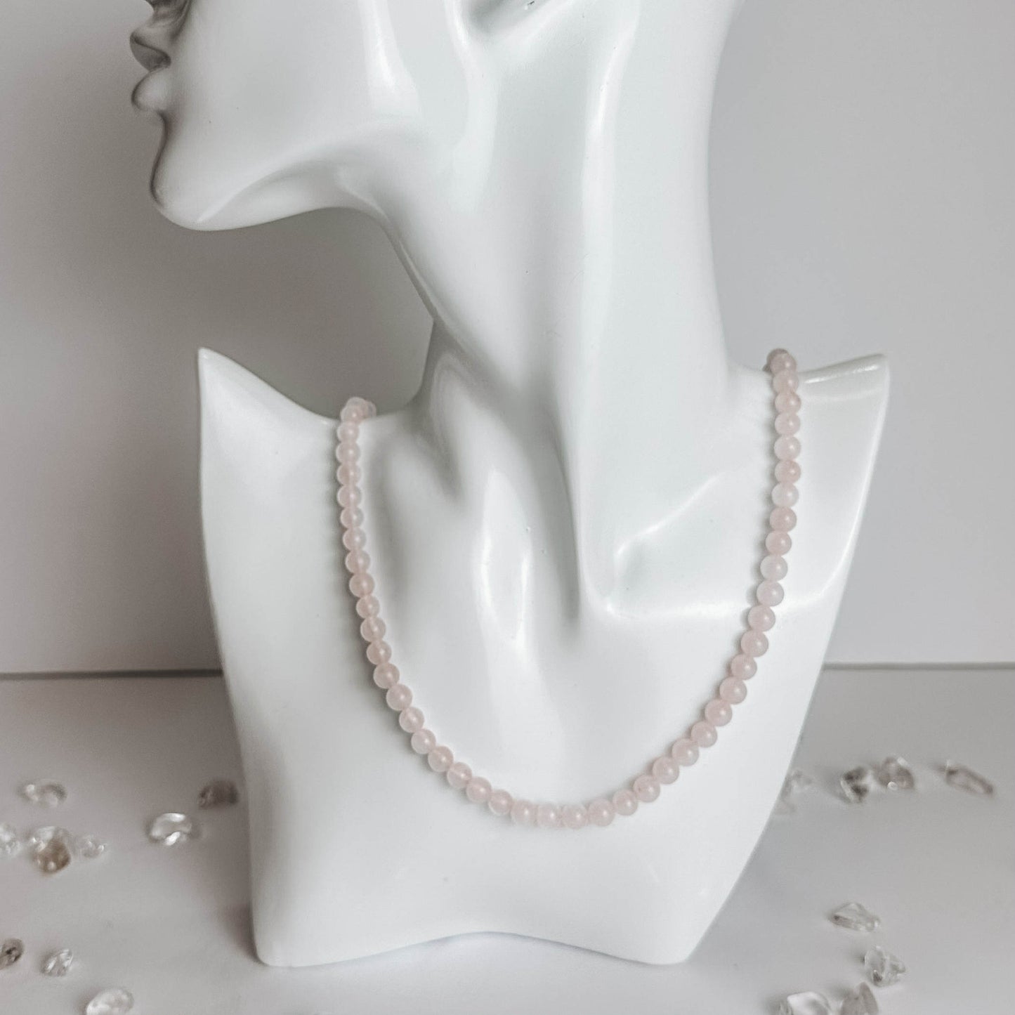 Crystal Beaded Necklace - Rose Quartz