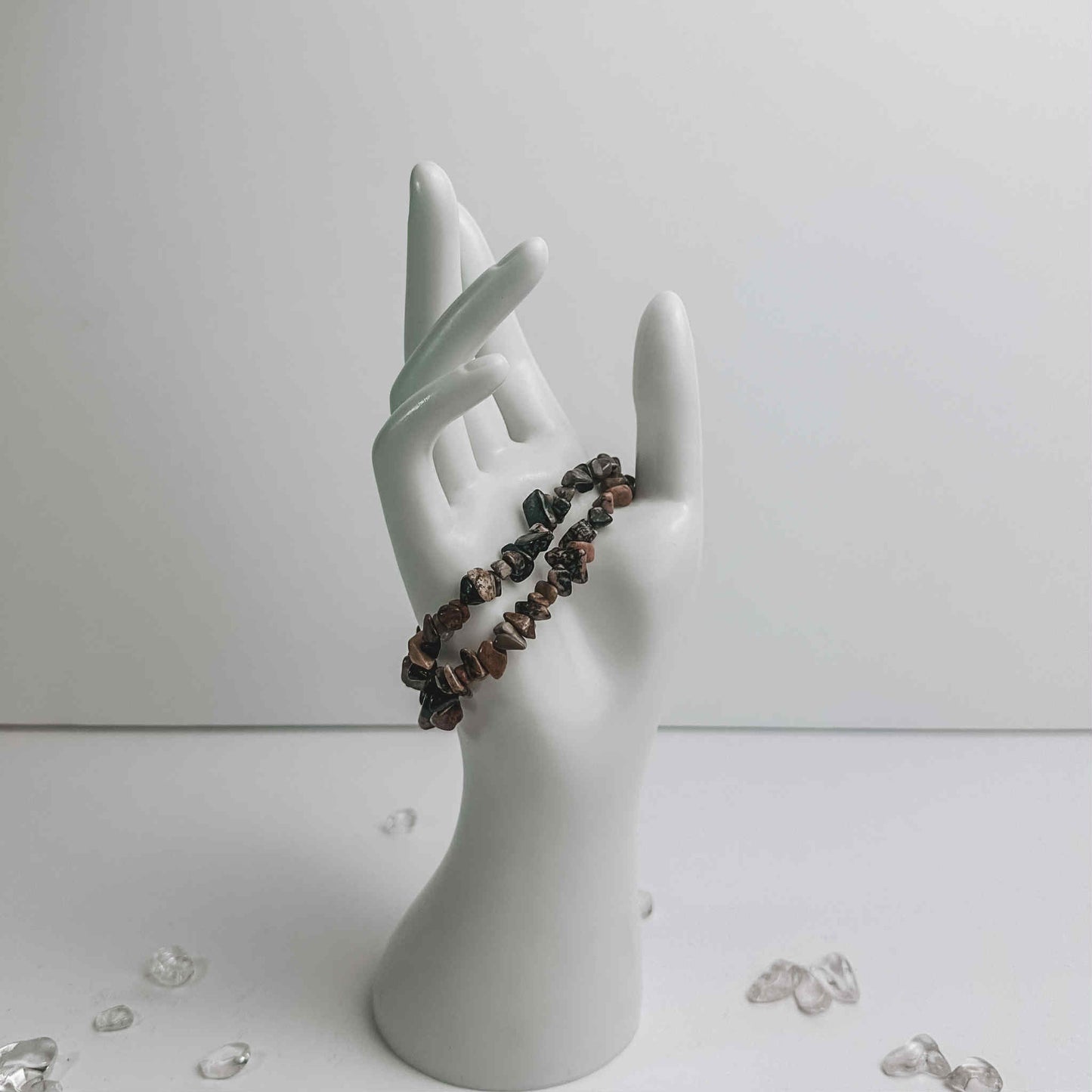 Crystal Chip Bracelet - Rhodonite