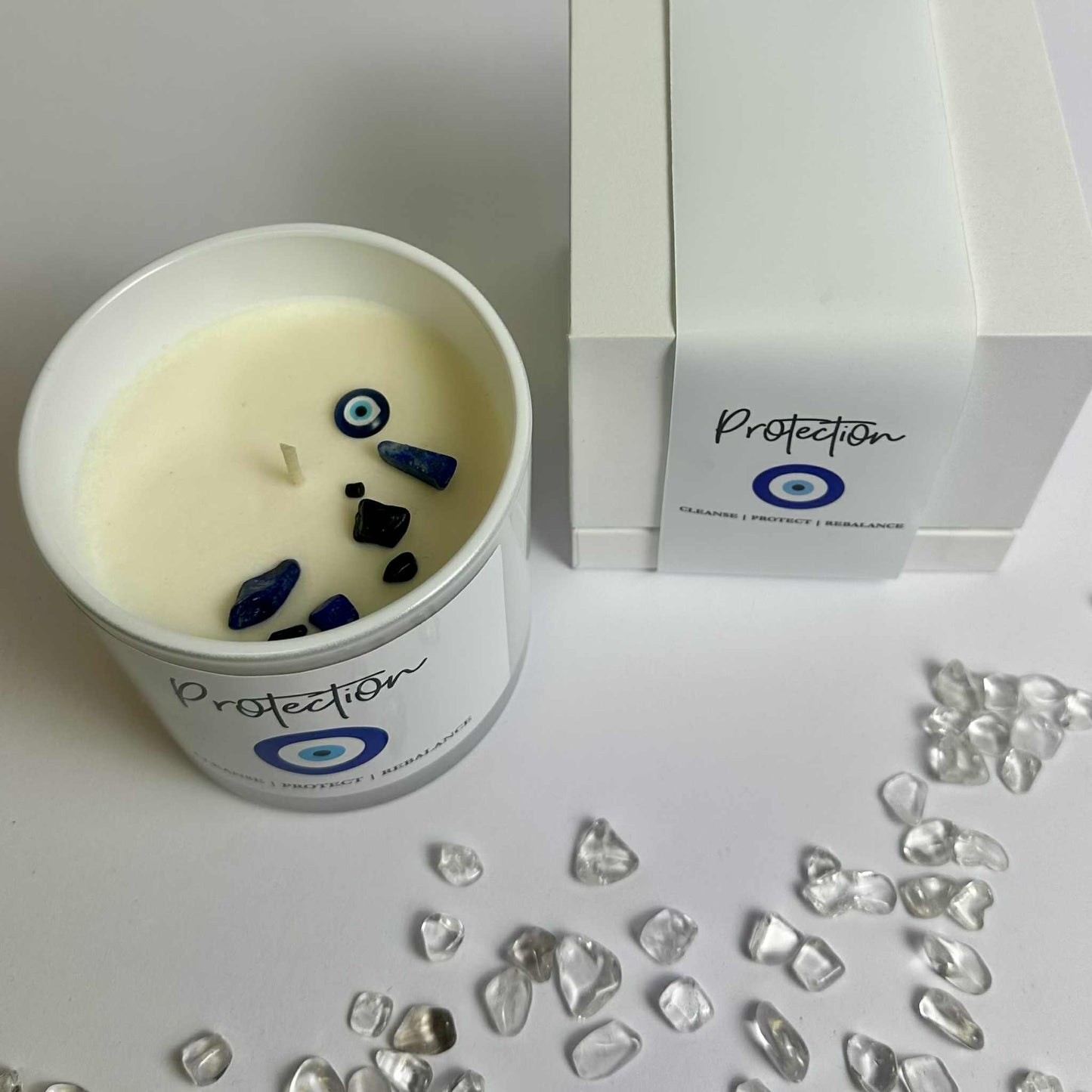 Evil Eye Protection Soy Candle - Palo Santo & White Sage