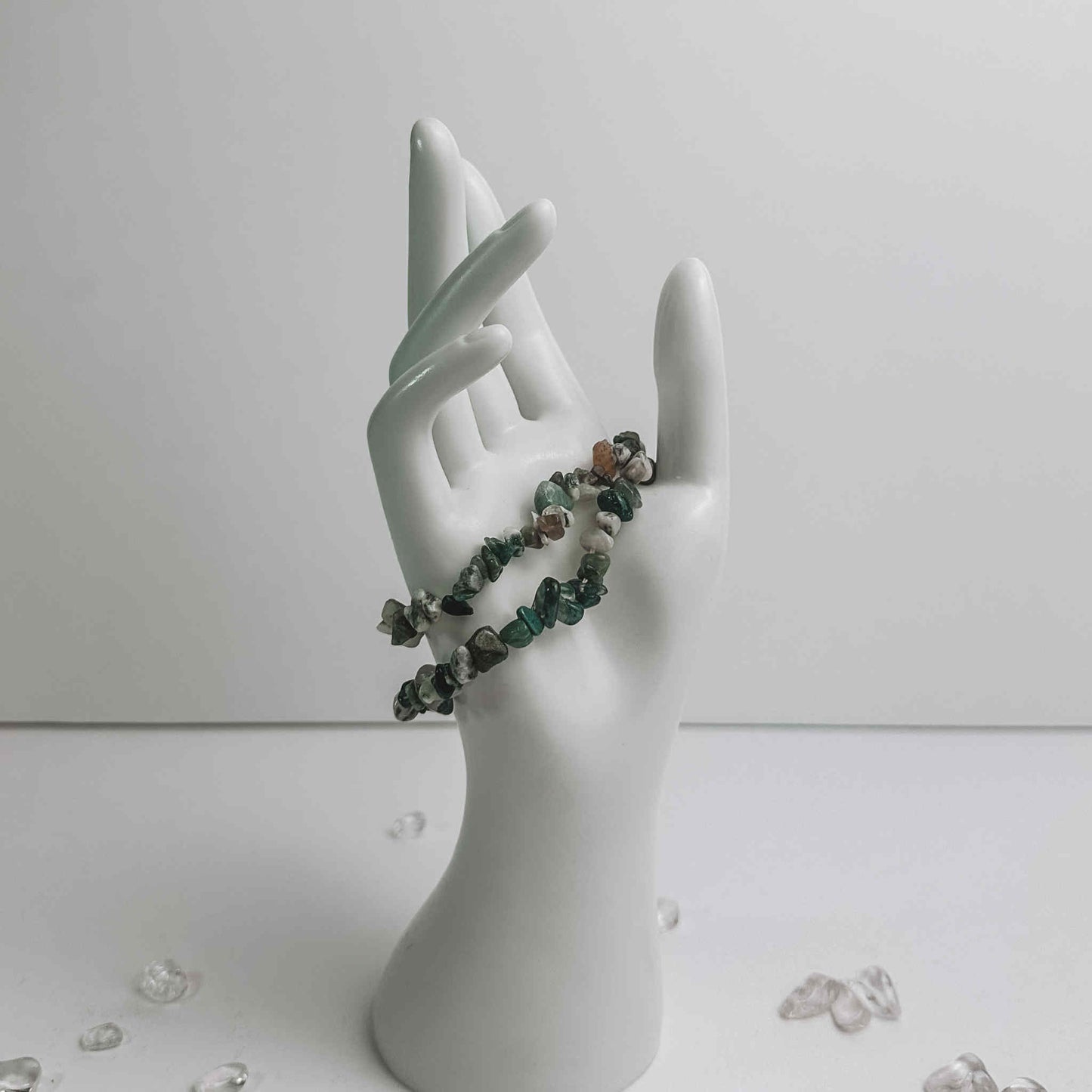 Crystal Chip Bracelet - Moss Agate