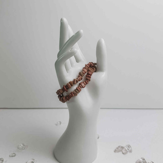 Crystal Chip Bracelet - Peruvian Rhodonite
