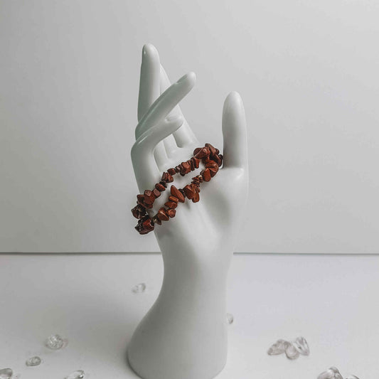 Crystal Chip Bracelet - Red Jasper