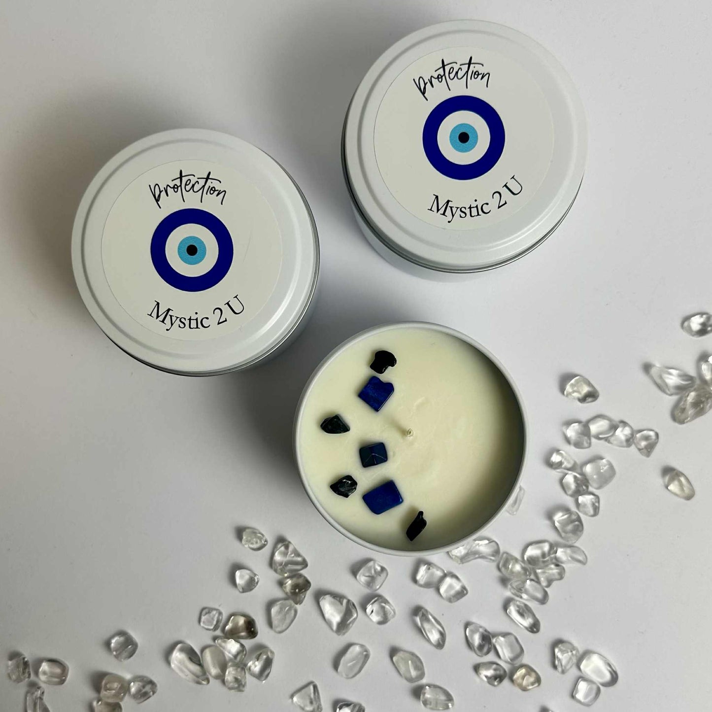 Evil Eye Protection Soy Candle - Palo Santo & White Sage