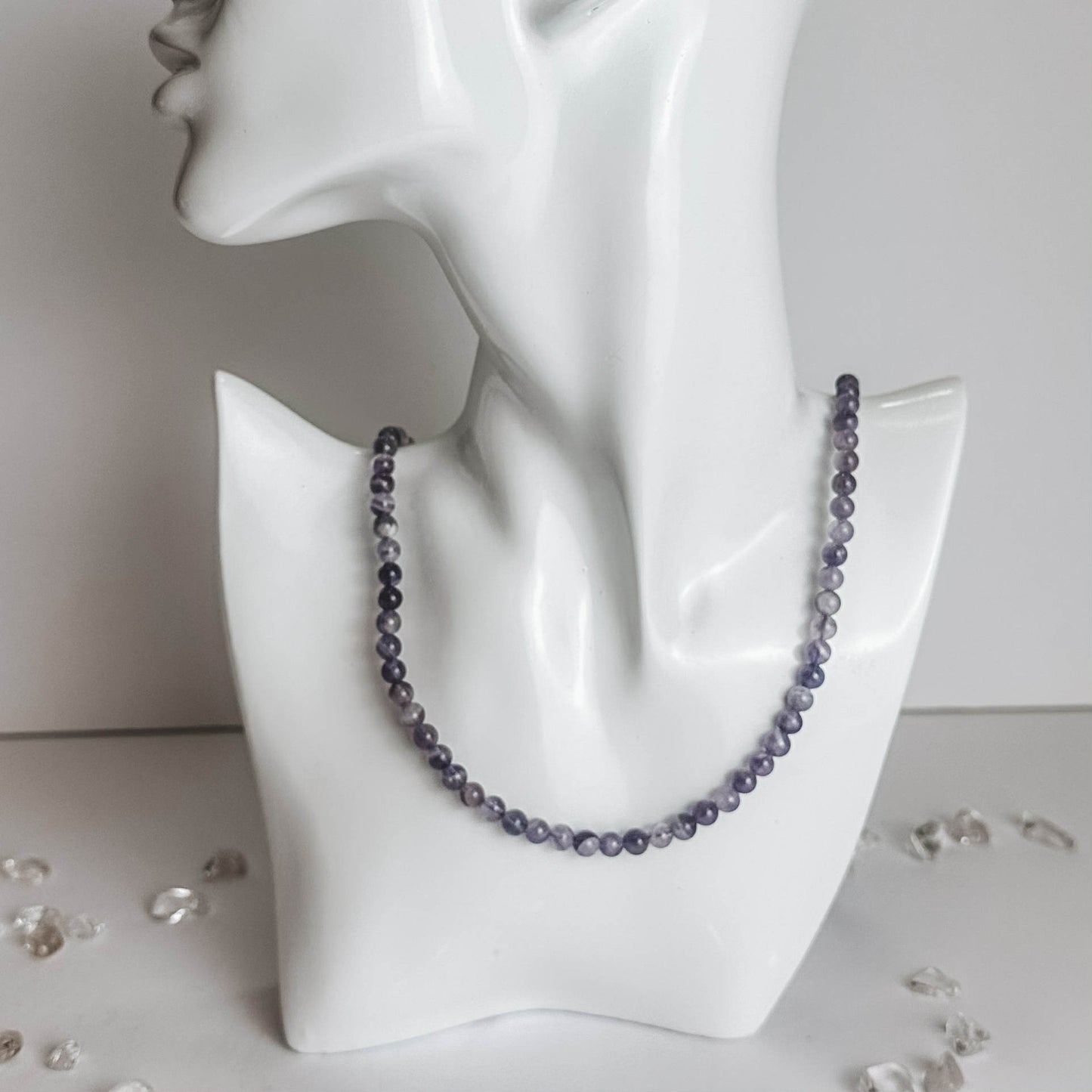 Crystal Beaded Necklace - Amethyst